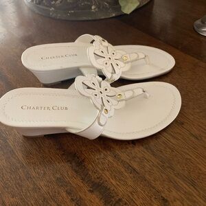 Charter Club White Sandals with Braided Detail